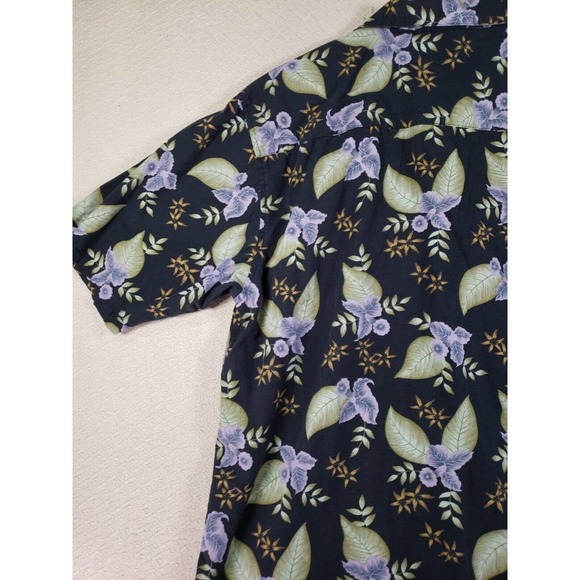Op Sport Shirt Mens XL Multicolor Floral Wooden Button Up Collared Hawaiian - Picture 8 of 9